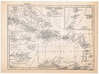 West Indies Map Caribbean Cuba Jamaica Haiti Barbados Original 1910 Antique Map
