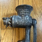 Antique Universal  2 Food Chopper Meat Grinder Usa Wooden Handle Cast Iron