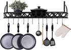 36-in Wall Mounted Black Metal Kitchen Floating Pot Shelf  Cookware Storage Rack