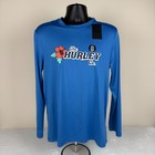 Hurley Mens Floral Ls Sunshirt Seaview Blue Upf 50  Rash Guard Medium New