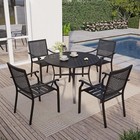 5 Pcs Outdoor Dining Set Patio Round Table Chairs Furniture Set Backyard Garden
