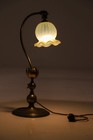 Rare Antique Original W a s  Benson Table Desk Light Lamp Vaseline Shade E1599