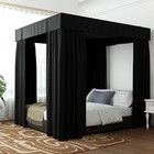 Hvqic Canopy Bed Drapes - 4 Corner Post Canopy Bedroom Decoration    Queen Black