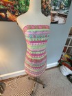 Vintage 1990s Lilly Pulitzer Grosgrain Ribbon Strapless Dress Size 6
