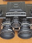 Lomo Sputnik Stereo Tlr Camera 6x6 Medium Format Ussr W  Case   Spools Vintage