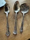 Set 3 Xl Heavy Sterling Silver Antique Serving Spoon Cucumber Cattail  490 Scrap
