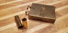 Vintage Art Deco Gold Tone Cigarette Lipstick Compact Case Vanity Make Up Purse