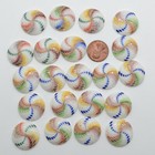 20 Vintage Czech Glass Flat Back Cabochons   White With Swirl Pattern  Flatback