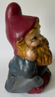 Vintage 1971 Hand Painted Ceramic 8  Sitting W  Legs Crossed Garden Gnome Dwarf