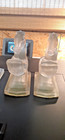 Vintage L e  Smith Glass Rearing Horse Bookends - Frosted-sale-sale-sale-sale