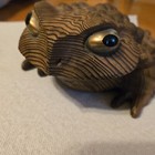 Vintage Japanese Sugi Cryptomeria Wood Hand Carved Frog Toad Signed 6x4 5 