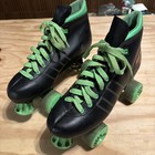 Vintage 80 s Seneca Mach 5 Green Black Indoor Speed Roller Skates Size 9 Read