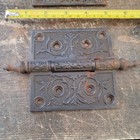 Antique Victorian Ornate Door Hinges Cast Iron 4 X 4 Architectural Salvage Vtg