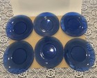 Vintage Lot Of 6 Arcoroc France Cobalt Blue Glass Salad Plates 7 25 