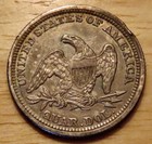 1854 Seated Liberty Quarter  xf   Au   great Original Color   one Rim Hit 