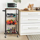 Kitchen Storage Cart Microwave Stand On Wheels Rolling Utility Cart With Storage