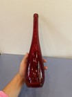 Vintage Ruby Red Large Tear Drop Style Bottle Vase 17 h X 3 5 w