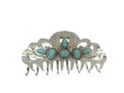 Hair Claw Clip Turquoise Blue Stone Textured Silver Metal Western For Thin Hair