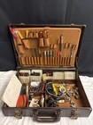 Vintage Service Technician Leather Hard Shell Tool Brief Case And Tools