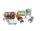 Lot Of Vintage   Antique Dollhouse Miniature Furniture  Brass  Wood  Ceramic