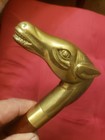 Vtg Horse Head Walking Stick Hi-quality Heavy Brass 4 Piece Cane W hidden Stash 