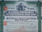 Austrian Government International 7  Loan 100    Bond To Bearer 1930 Unc  coupons