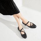Womens Memory Foam Mary Jane Flats Cross Strap Casual Ballet Dress Shoes Black