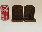 Vintage Antique Bradley Hubbard Cast Iron Bookends Colonial Scene 30s
