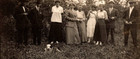 Vintage Photo Postcard Old Antique Picture Family Group Men Women Hats Dog