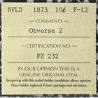 1873 Newfoundland 10 Cents Iccs F12 Lot ov1488 Silver  Obverse 2