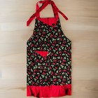 Cherries Galore Full Bib Apron Pocket Fancy Ruffle Hem Retro Vintage Style