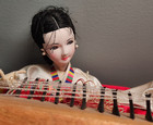 Vintage Korean Doll Playing Koto Harp Hanbok