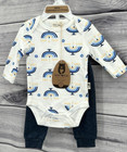 Rabbit   Bear Organic Cotton Hanukkah 2 Piece Outfit Infant Boy Size 0-3 Months