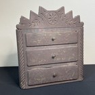 Antique Three Drawer Primitive Folk Art Box Dovetail Joinery Tramp Art
