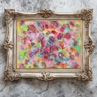 Abstract Neon Collage Art  Original Mixed Media Mono Print  20x16