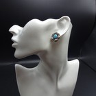 Signed Vintage Navajo Turquoise Sterling Silver Earrings Pierced Applied Leaves