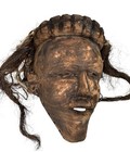 Vintage Old African Carved Wooden Tribal Mask With Hair