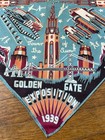 San Francisco 1939 World   s Fair Exposition Blue Rayon Hand Rolled Souvenir Scarf