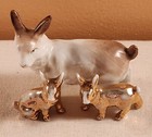 Antique Bone China Rabbit Family  Gold Trim  Unmarked
