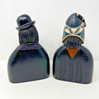 Mahogany Carved Wood Busts Statues Native American Set Of  2 Signed J Ramirez 9 