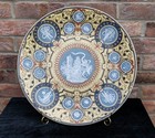 Large 19th Century French Pate Sur Pate Charger Plate 46cm Diameter 12 Zodiacs