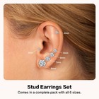 6 Pairs Stud Earrings For Women Men  Silver Stainless Steel Small 