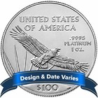  100 American Platinum Eagle 1 Oz Brilliant Uncirculated Random Date