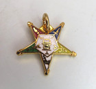 Masonic Gold Tone Order Of The Eastern Star Enameled Metal Medal Charm