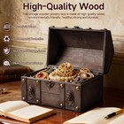 Large Vintage Wooden Treasure Chest Box With Metal Lock Antique Wood Jewelry Box