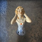 Pair Of Antique Or Vintage German Bisque Half Doll Pincushion Bonnet Doll Heads