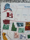 Vintage Metal Wall Map With Souvenir Us State And Canadian Province Magnets 1988