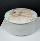 Vintage Persian Cat Hand Painted   Signed Ceramic Trinket Box  Free Ship