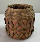 Vintage Antique Basket  Oak Splint  Beige   Peach  8    Tall
