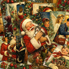 24pc Vintage Christmas Postcards Set 40s 50s Style Retro Art Prints Unposted Diy